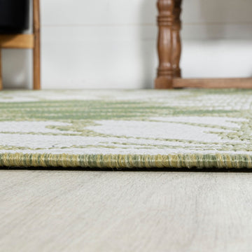Zinnia Modern Floral Textured Weave Indoor/outdoor Runner Rug